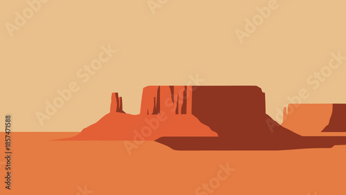 Desert Rock Formation Landscape Illustration.
