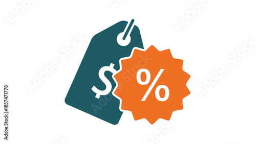 Discount Price Tag with Percentage Symbol.