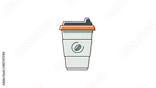 Disposable Coffee Cup with Orange Lid.