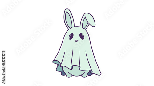 Ghost Bunny Cartoon Character Illustration.