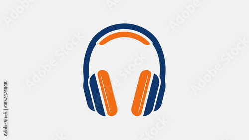 Headphones Icon Blue Orange Design Element.