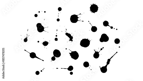 Ink Splatters and Blots on White.