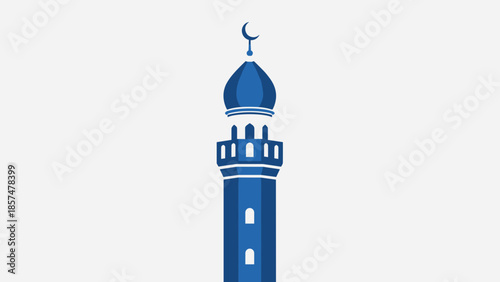 Islamic Minaret Tower with Crescent Moon.