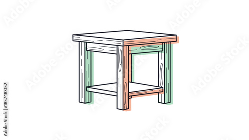 Simple Wooden Table with Square Legs.