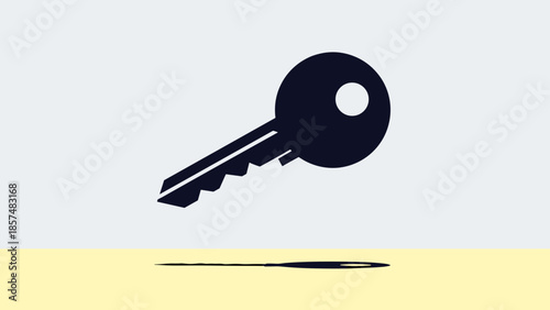 Single Key with Shadow on Surface.