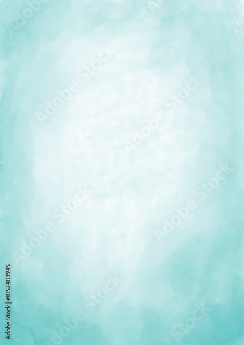 A background with a watercolor texture in blue, green, and white tones. An abstract gradient, a light sky with clouds, or an ocean and water theme. Design for grunge-style postcards, vintage templates