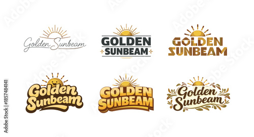 Creative Lettering Variations. Golden Sunbeam. Set lettering. harmonious lettering variations of the same emblematic concept, each with different artistic