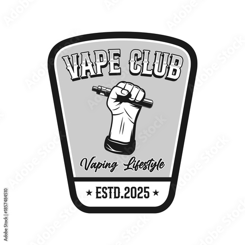 Vape club logo emblem vector design black and white