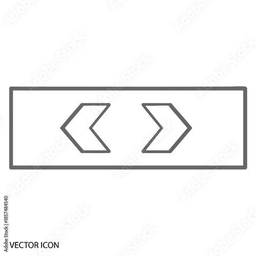 A gray rectangular box with two opposing chevrons inside