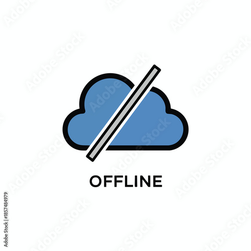 An illustrated blue cloud is crossed out by a diagonal line with the word "OFFLINE.