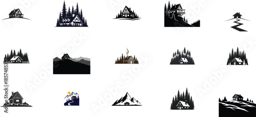 Collection of blurry gothic architectural silhouettes