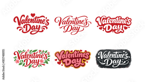 Valentine Lettering Variations. Valentine greeting lettering. Set lettering. harmonious lettering variations of the same emblematic concept, each