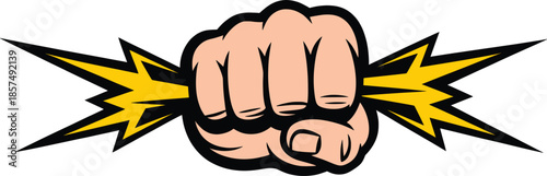 Power Fist Lightning Punch Line Art.