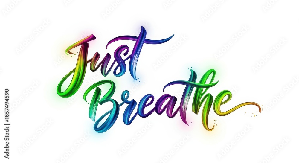 Fototapeta premium Just Breathe Colorful Text