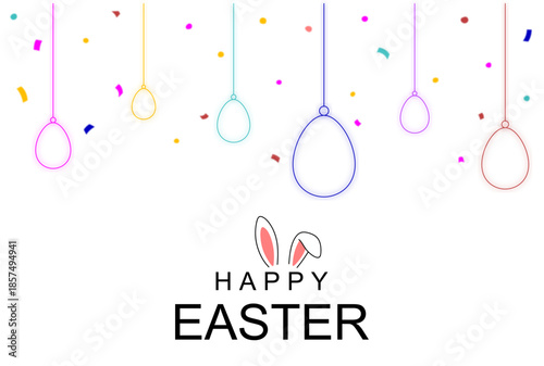 Happy Easter banner with eggs hanging decoration