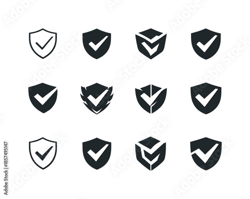 Shield Icon Variations. Defending an idea or belief with determination. Icon set. Set Logo of defending an idea or belief with determination: shield with