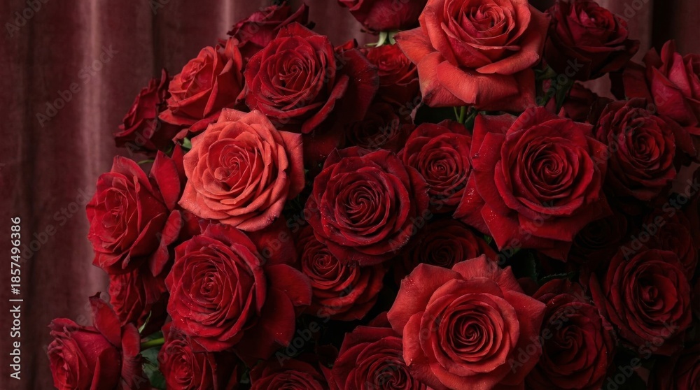 Fototapeta premium Valentine's day roses romantic event indoor setting dramatic visuals with abundant red blooms