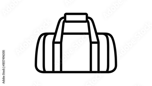 Basic black line art icon represents a standard duffle bag or gym bag with sturdy handles and a simple rectangular shape for travel or sports.