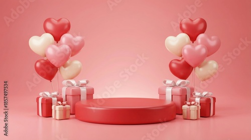 Valentine's soft pastel-themed celebration festive venue illustration showcase romantic atmosphere aesthetic viewpoint