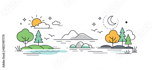 Harmony in Nature. Harmony of change. Trees, water, and sky softly rearranging while staying balanced in the frame. Feeling of continuity, stability, and