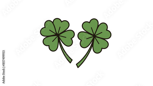 Two green four-leaf clovers, a symbol of luck and good fortune, arranged closely.