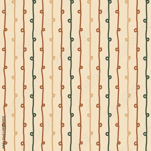 Seamless retro pattern with wavy lines in earthy tones
