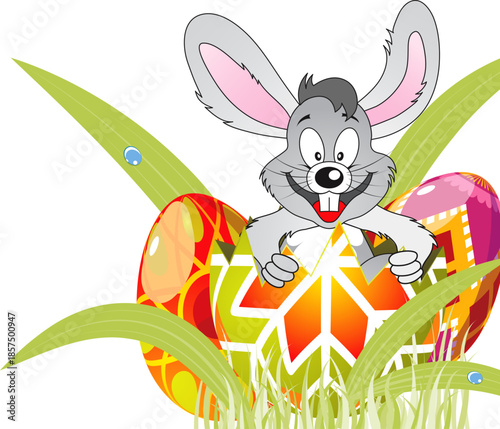 Easter Frame with Eggs and Rabbit