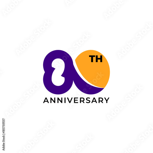 ILLUSTRATION 80th ANNIVERSARY DESIGN SIMPLE TEMPLATE LOGO ICON VECTOR