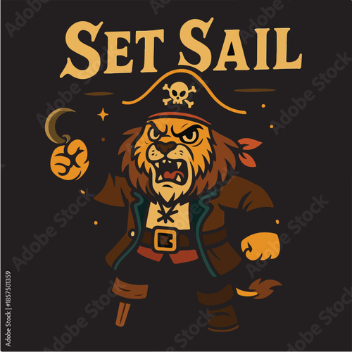 Set Sail Pirate Adventure Motivational Illustration