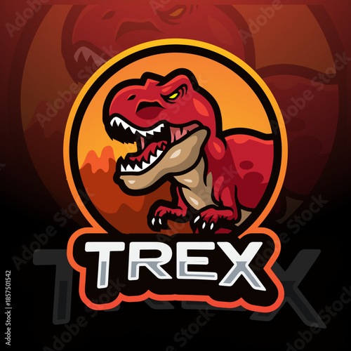 Tyrannosaurus rex esport mascot logo design