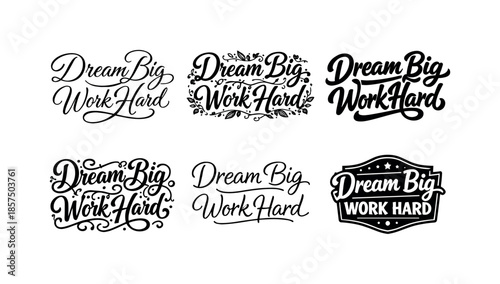 Inspirational Quote Lettering. Inspirational Quote Poster. Set lettering. harmonious lettering variations of the same emblematic concept, each with different
