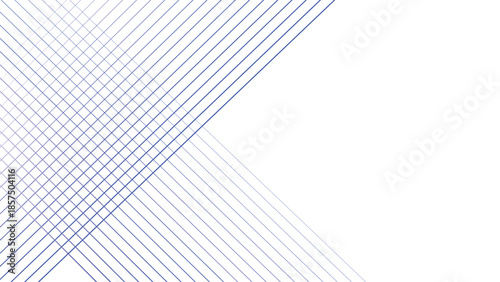 Straight blue lines intersect and diverge, forming a geometric grid expanding across a pure white space