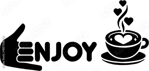 Love drink coffee enjoy graphic shilhouette illustration design 