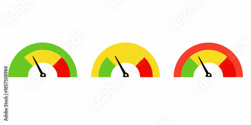 Colorful gauge indicators showing varying levels of progress or performance metrics