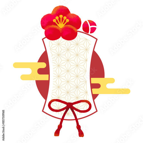 和風のタイトルなどに使える見出し・ラベル/お花/縦型