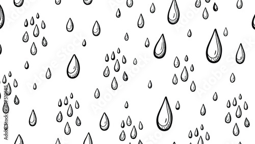 Black and white raindrop pattern on white background