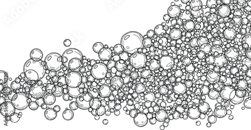 Bubbles floating gently on water surface in clear illustration