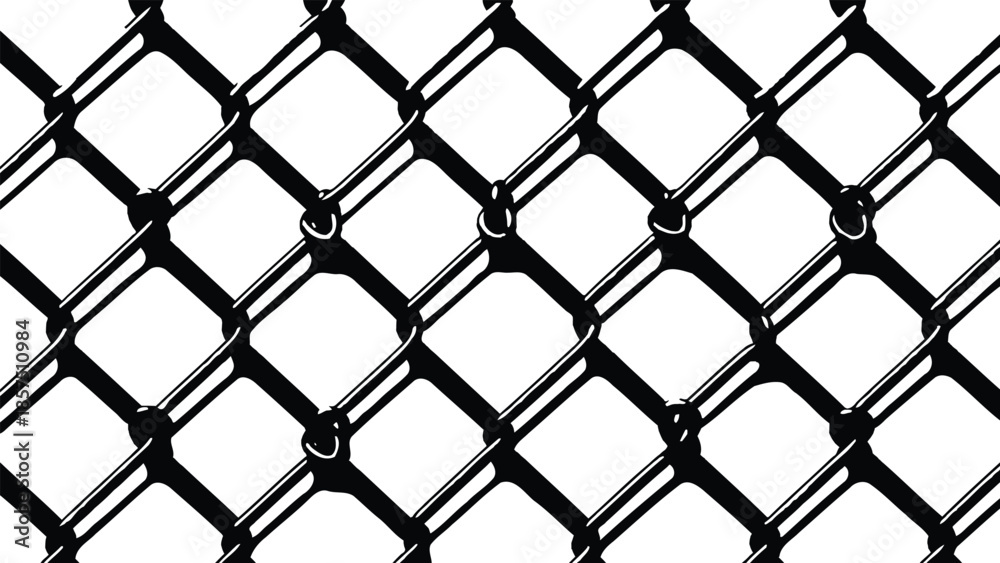 Naklejka premium Close-up of metal chain link fence on white background