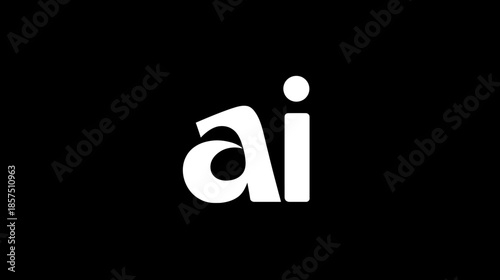 Stylized lowercase 'ai' graphic design on a black background, representing artificial intelligence concept, modern technology symbol