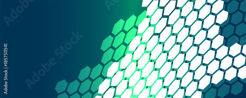 White 3d hexagonal technology vector abstract background. Blue bright energy flashes under hexagon in modern technology futuristic background vector illustration. White honeycomb texture grid.