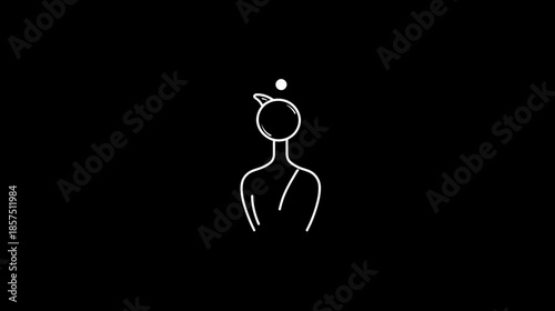 Minimalist line art illustration of a serene figure meditating, symbolizing peace, enlightenment, and spiritual awakening