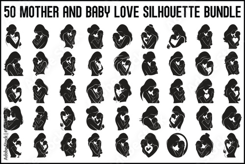  Mother and Baby Love Silhouette Set