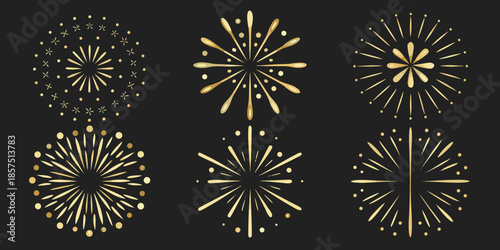 Golden fireworks display a collection of sparkling celebratory bursts on black