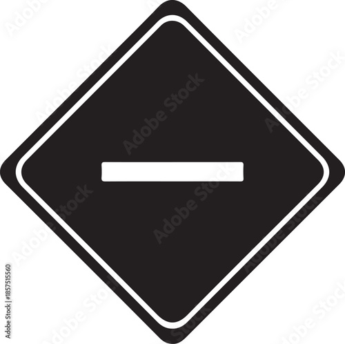 Simple black and white minus sign within a diamond shape warning icon