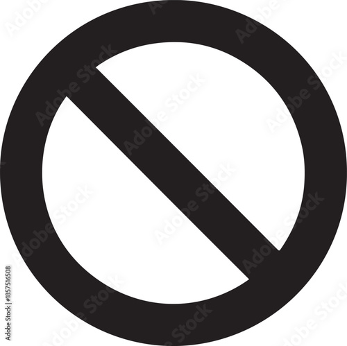 Black prohibition symbol on white background forbidden not allowed