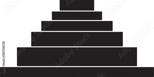 Simple black and white silhouette representing hierarchical steps or growth