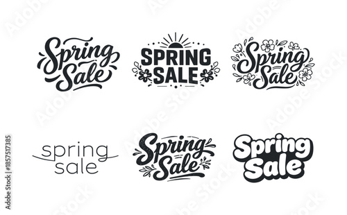 Spring Lettering Variations. Spring Promotion Headlines. Set lettering. harmonious lettering variations of the same emblematic concept, each with different