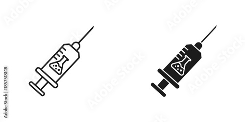 Two Medical Syringes with Liquid One Black One White
