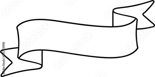 A simple black and white illustration of a blank ribbon banner