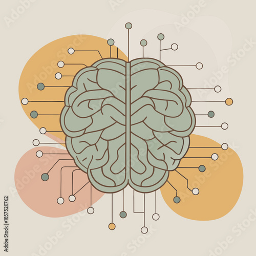 Illustration of a brain with neural networks